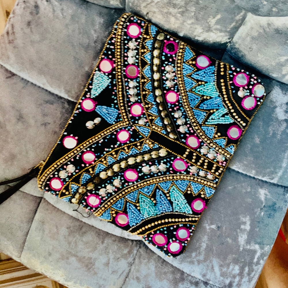 Beaded clutch/ purse/ wristlet